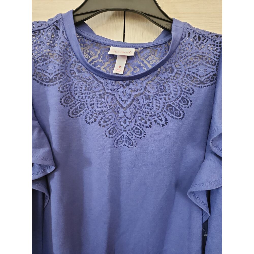 ISABEL MATERNITY Women Classic Flounced Purple T-shirt Size Medium - Picture 2 of 6
